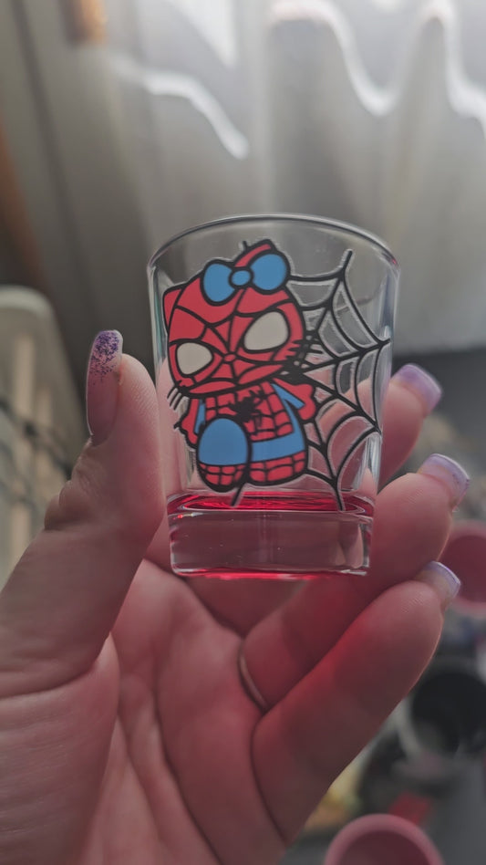 Spiderman hello kitty shot glass