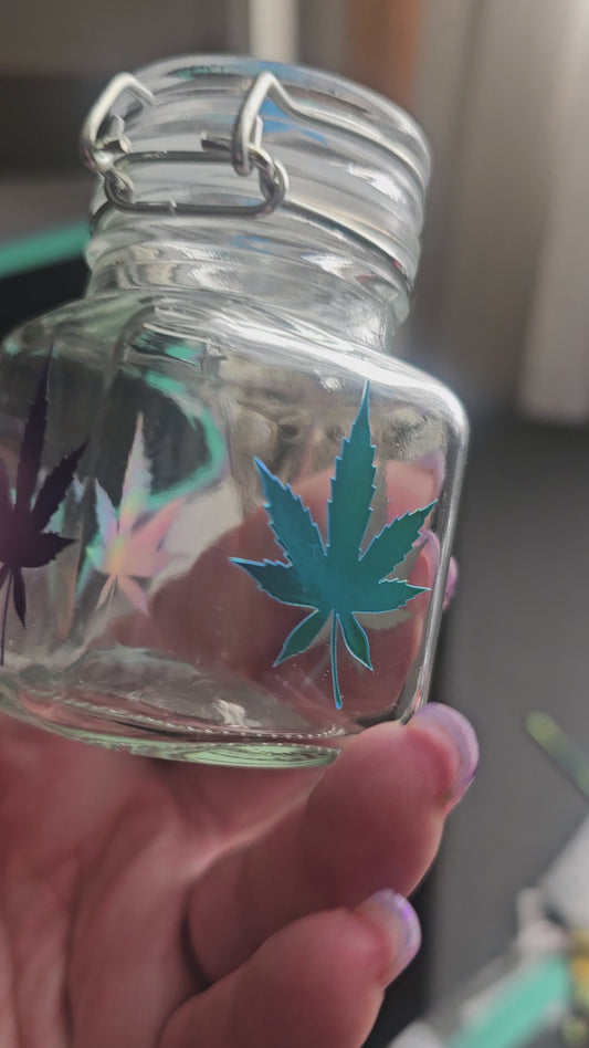 Pot leaf stash jar