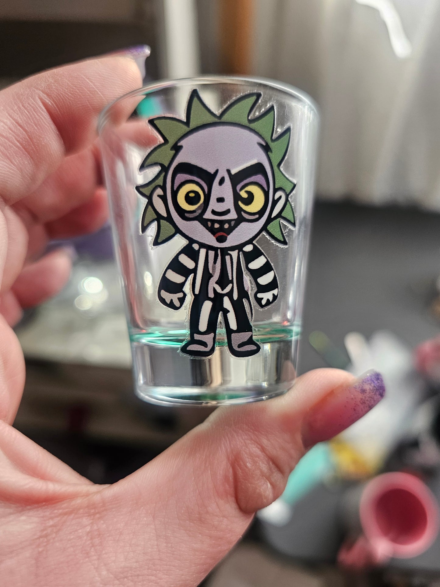 Beetlejuice shot glass