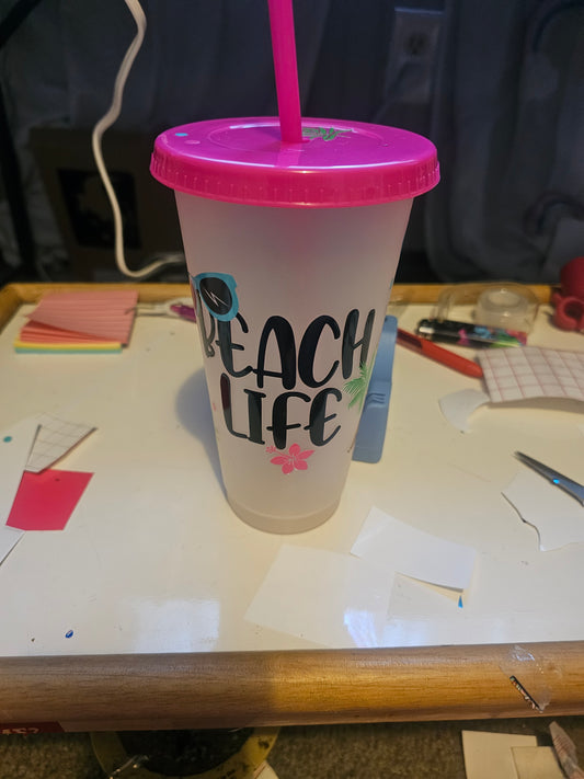 Beach life color changing cup