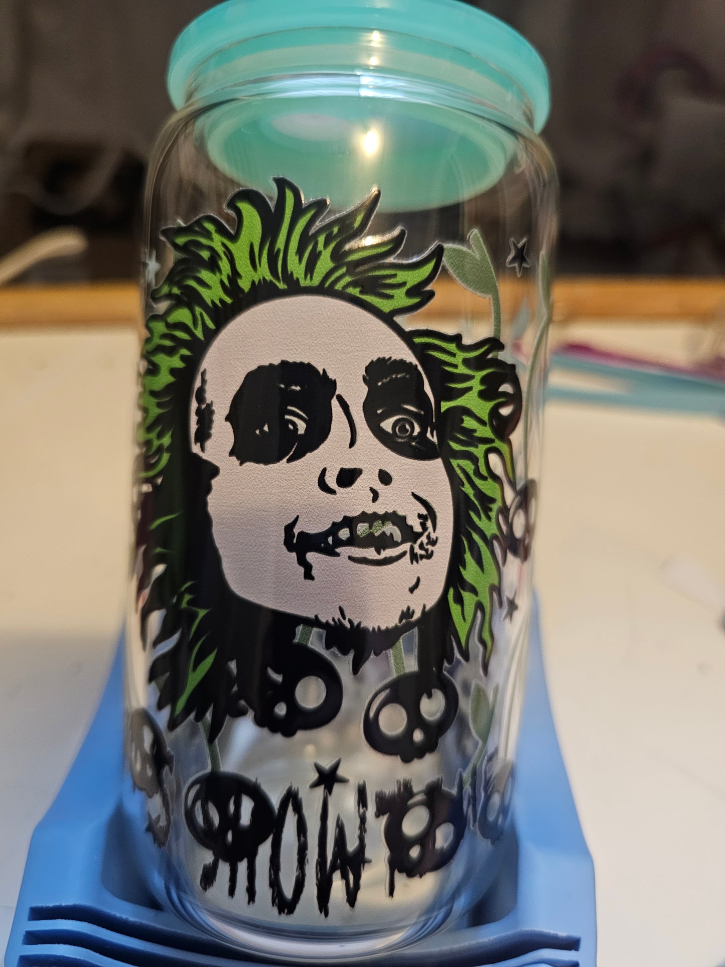 Beetlejuice beer can cup